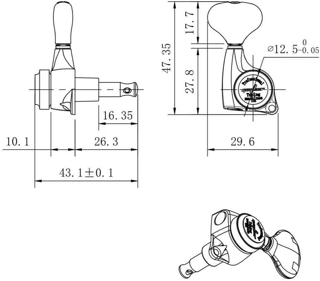 Guyker Afinadores de bloqueo de guitarra (3L + 3R) – Juego de clavijas de afinación de cuerda de bloqueo 121, juego de cabezales de máquina de