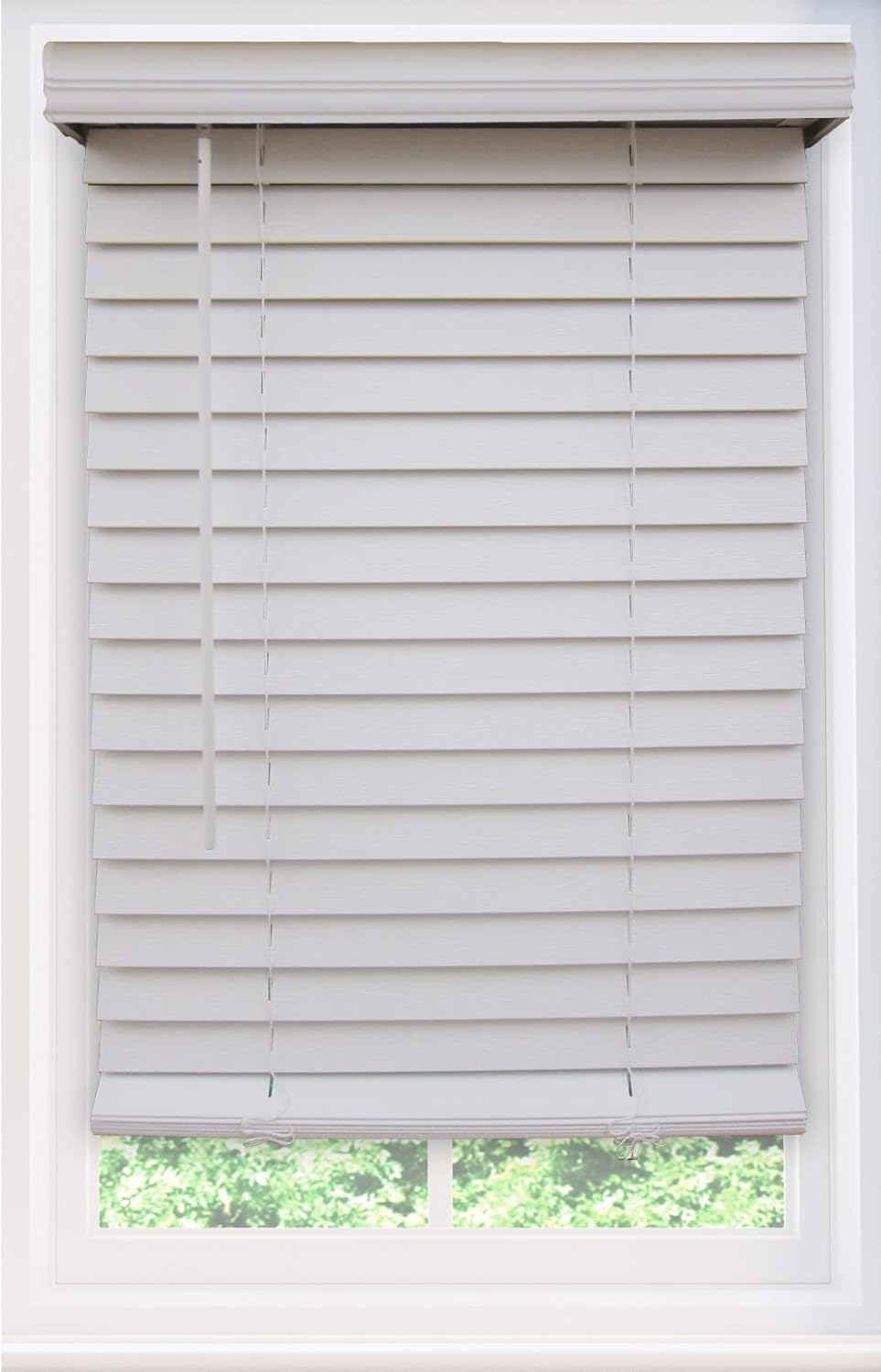 Persianas horizontales inalámbricas de madera sintética de 2 pulgadas en blanco, tamaño (33 pulgadas de ancho x 47 pulgadas de largo)