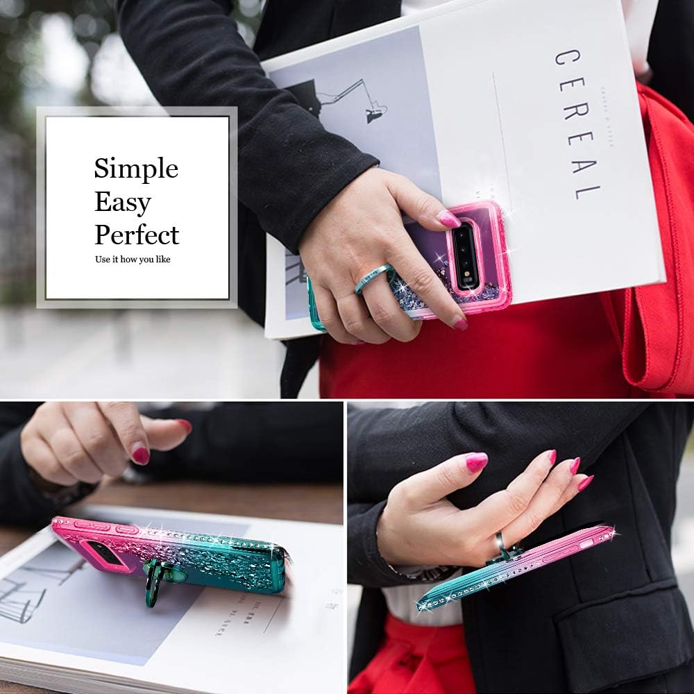 Silverback Funda para Samsung Galaxy S10 Plus, funda con purpurina holográfica líquida en movimiento con soporte de soporte, soporte de diamantes de