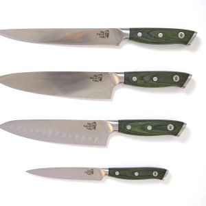 Big Green Egg Juego de cuchillos de chef culinario (4 piezas) con estuche, cuchillos de acero alemanes, cuchillo de chef de 8 pulgadas, cuchillo Big Green Egg Juego de cuchillos de chef culinario (4 piezas) con estuche, cuchillos de acero alemanes, cuchillo de chef de 8 pulgadas, cuchillo