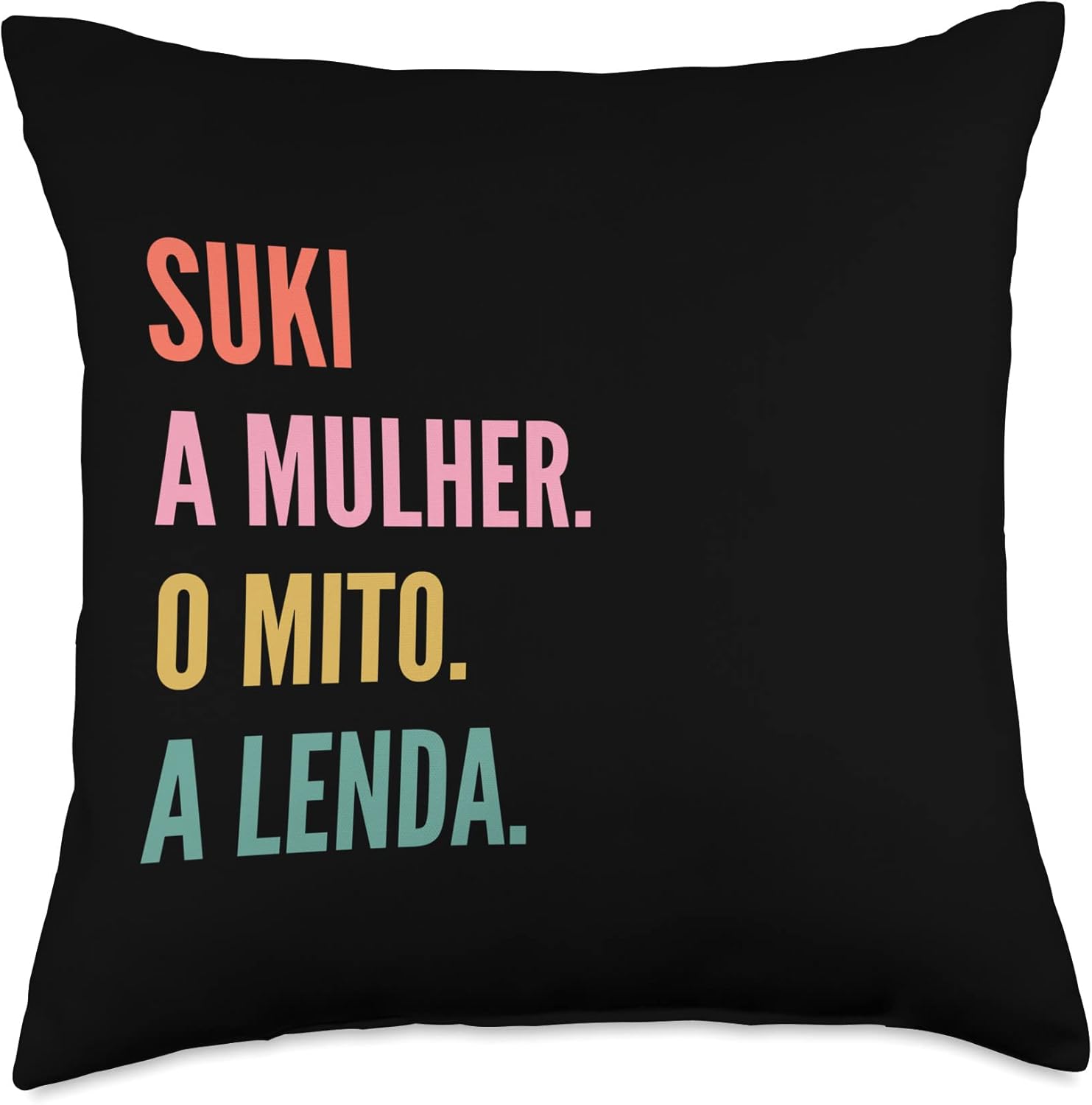 Designs De Nomes Engraçados Para Mulher Funny Portuguese First Name Design-Suki Throw Pillow, 18×18, Multicolor