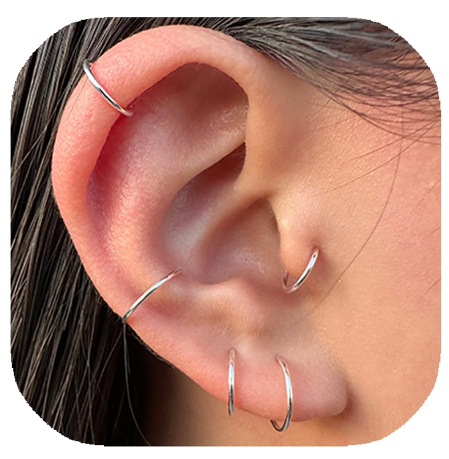 4mm Super Tiny Cartilage Hoop, Helix Hoop Earring, Tragus Piercing Jewelry Sterling Silver 20g 4mm -12mm