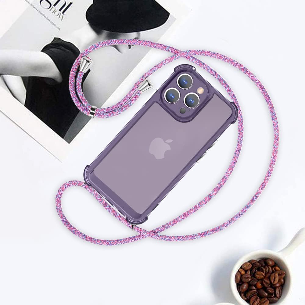 Funda cruzada para iPhone 11 Pro Max, funda para iPhone 11 Pro Max con correa de cordón ajustable, borde de poliuretano termoplástico suave + parte