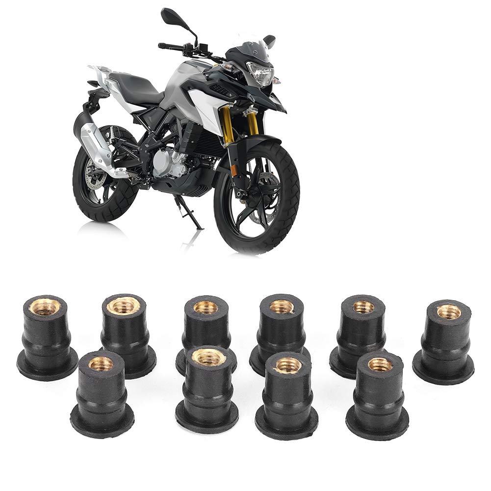 Well Nuts – 10 tuercas de goma M5 de 0.197 in0.2 pulgadas métricas para parabrisas de motocicletas, tuercas de parabrisas para accesorios de