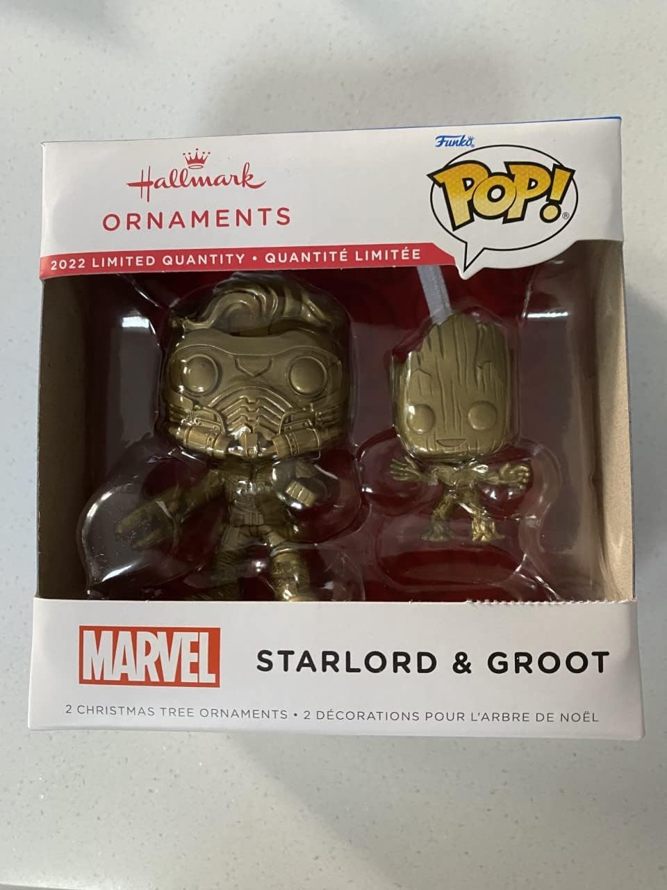 Hallmark Adornos de Marvel (Guardianes de la Galaxia Star-Lord y Groot Funko POP!, juego de 2)  Variante de oro de Chase limitada