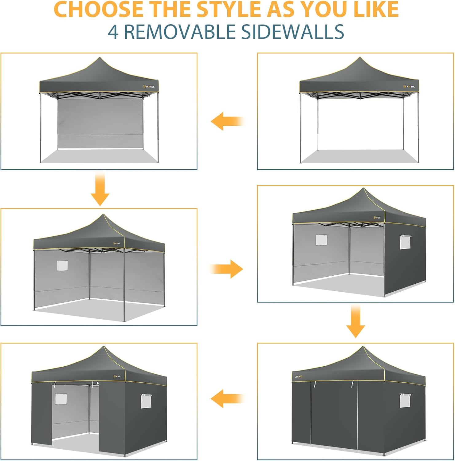 HOTEEL Tienda de campaña con toldo desplegable de 10 x 10, toldo Ez Up con paredes laterales, impermeable y UPF 50+, tienda de campaña instantánea