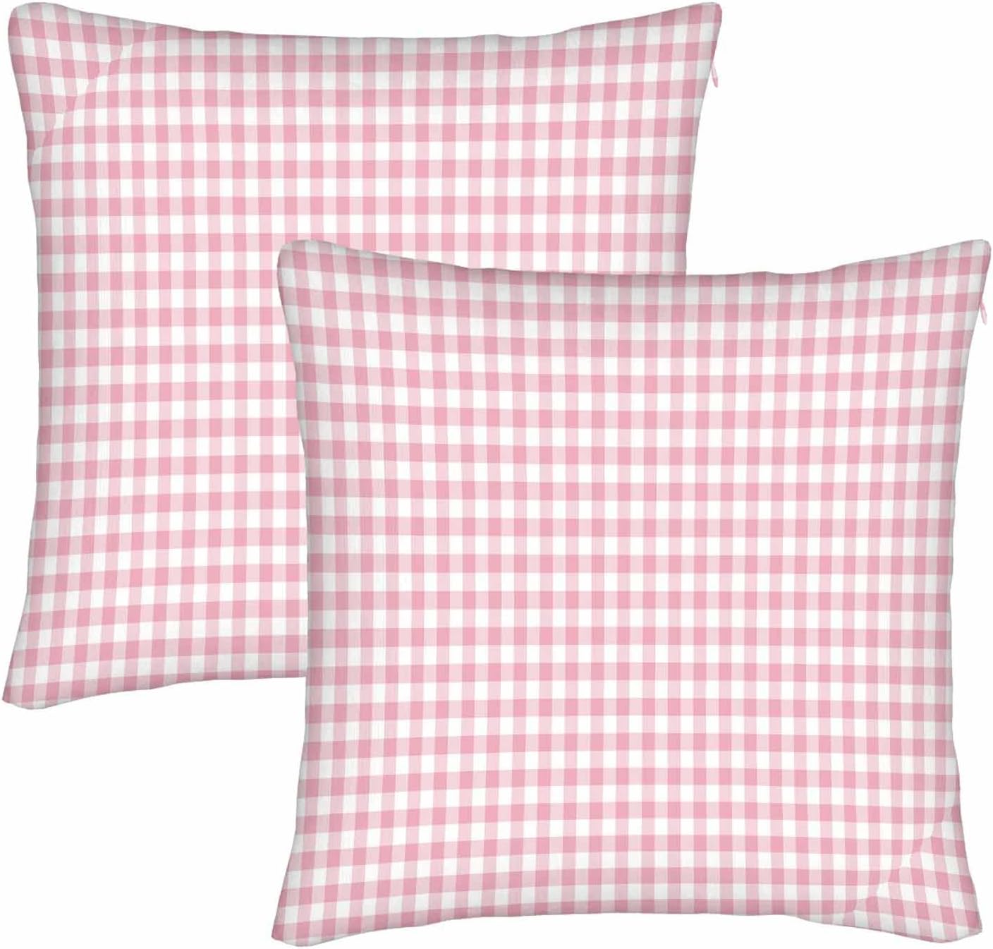 WONDERTIFY Juego de 2 fundas de almohada de cuadros geométricos a cuadros de color rosa para cojín decorativo, cama, sofá de 20 x 20 pulgadas
