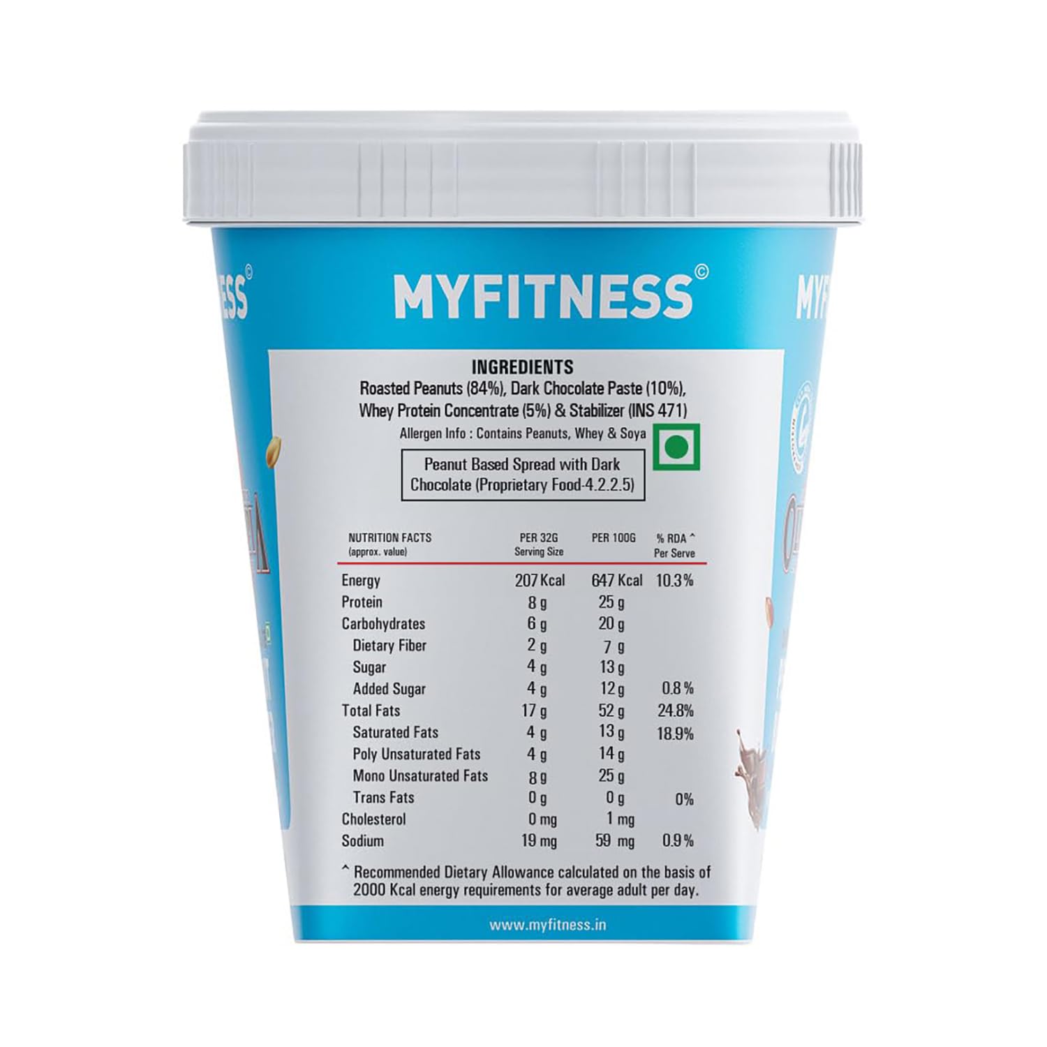 MYFITNESS Peanut Butter Chocolate Olympia Sin OMG Sin gluten, sin conservantes, todos los ingredientes naturales con alto contenido de proteínas,