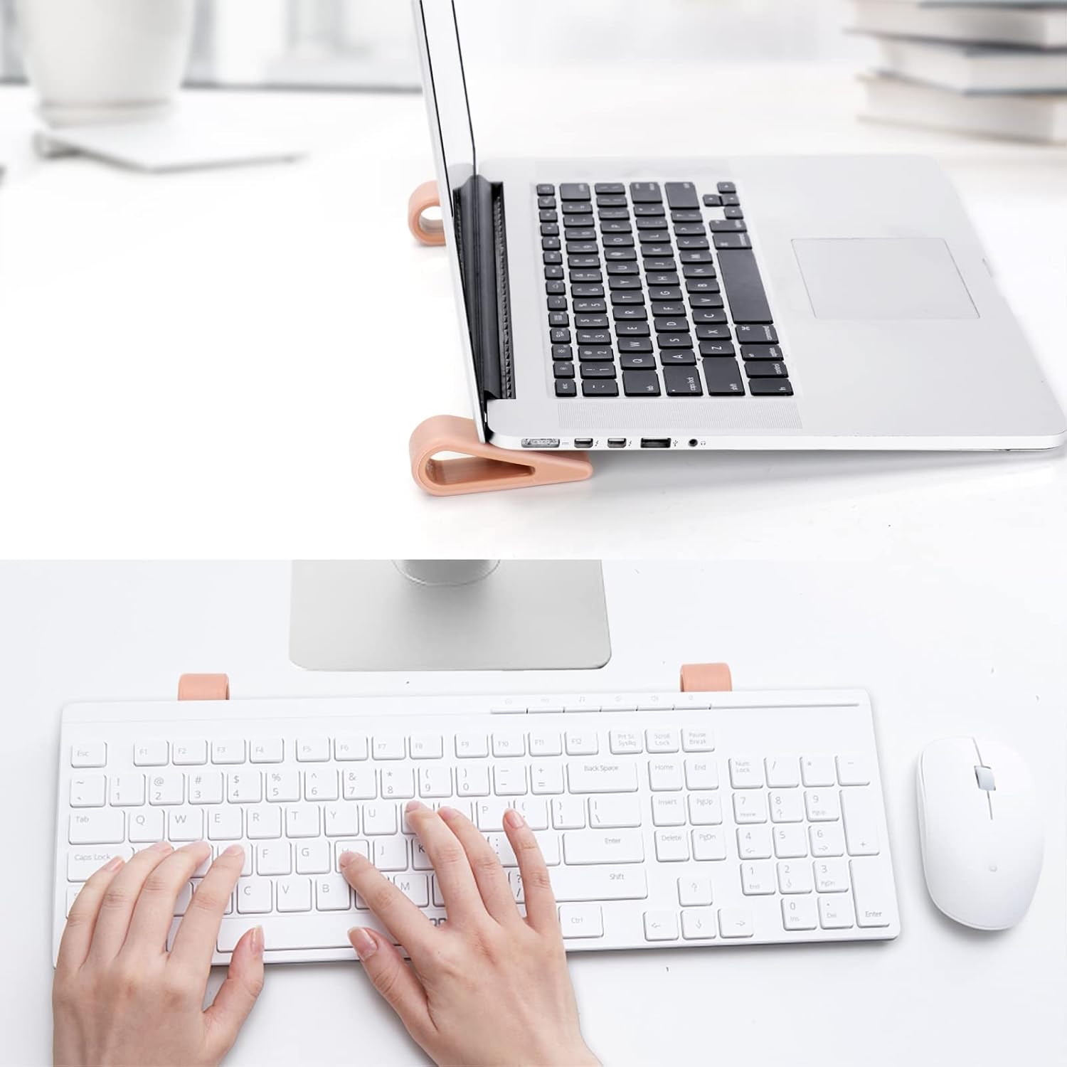 SUPBEE Soporte universal para teclado de computadora portátilcomputadora, 4 unidades Soporte elevador de cuña inclinable de goma para escritorio,