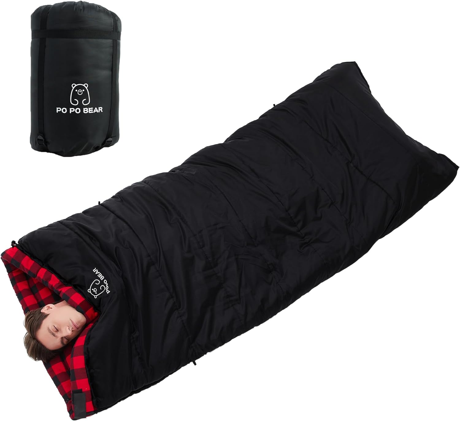 Saco de dormir Zero Degree para adultos, 100% franela de algodón, alto y grande