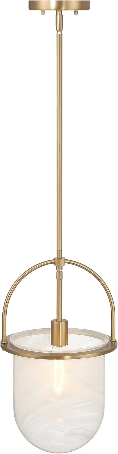 Robert Stevenson Lighting Beatrice – Lámpara de techo moderna de mediados de siglo hecha a mano de vidrio y metal marmoleado, dorado y blanco