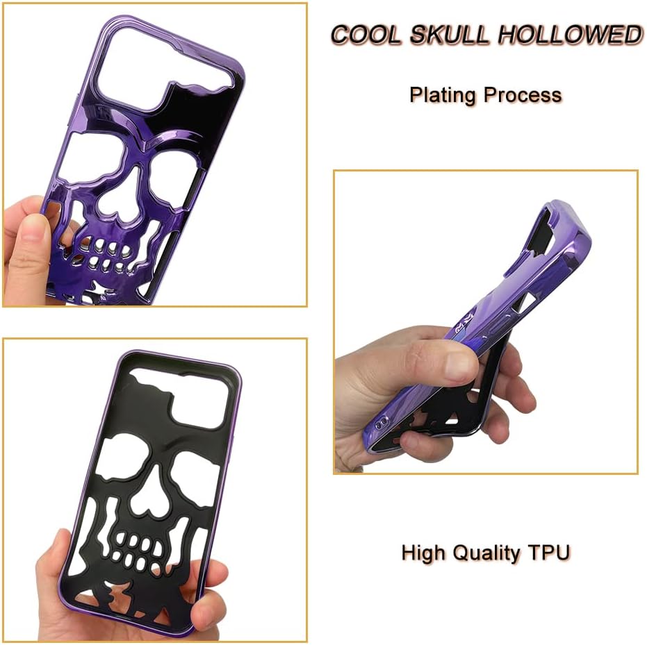 Funda de teléfono con diseño de calavera chapada en lujo, para iPhone 11, funda de metal hueca y suave, cubierta de teléfono con talla de