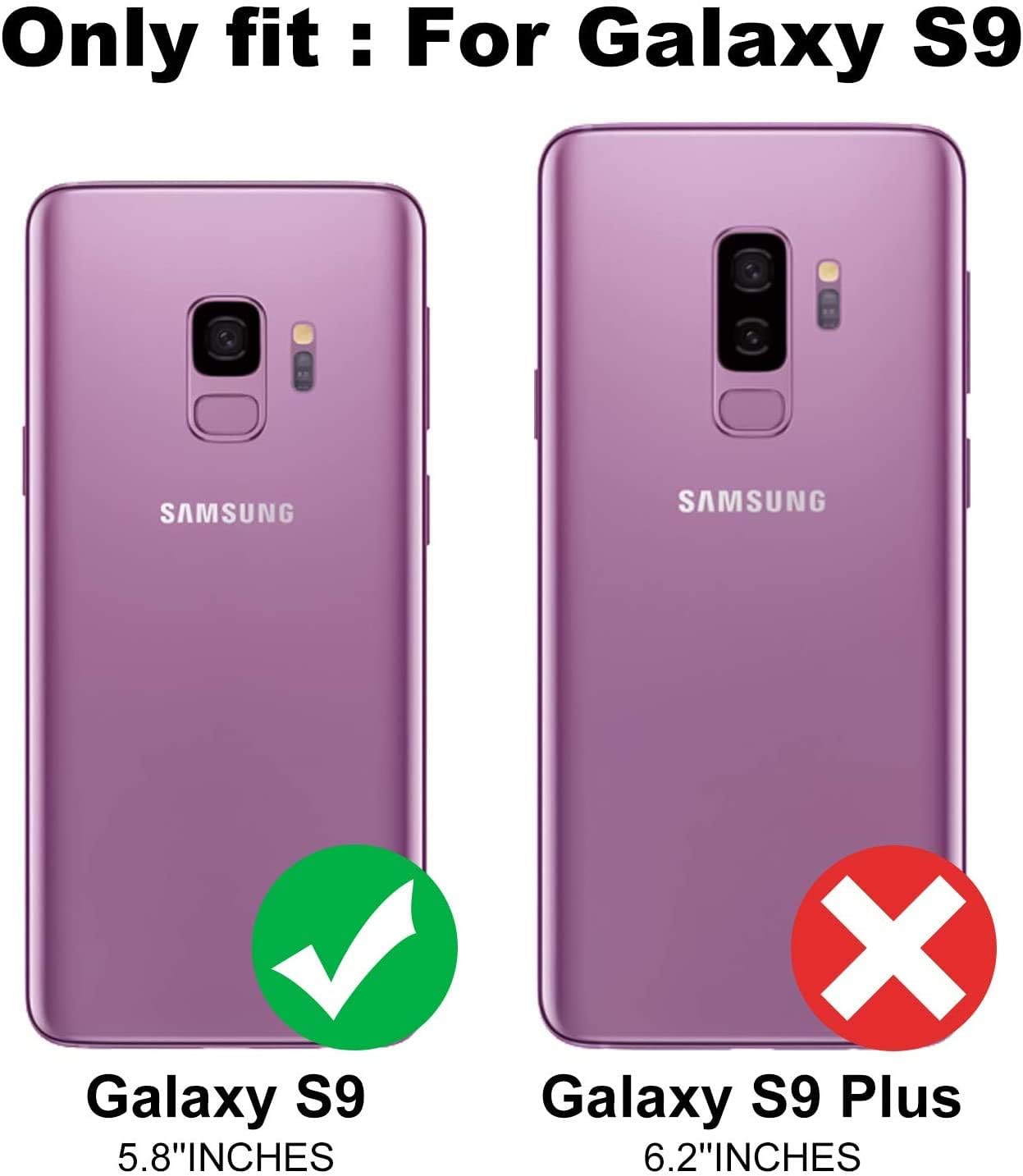 YmhxcY Funda para Galaxy S9, funda para Samsung S9 con protector de pantalla curvado 3D, funda de grado armadura con soporte giratorio,