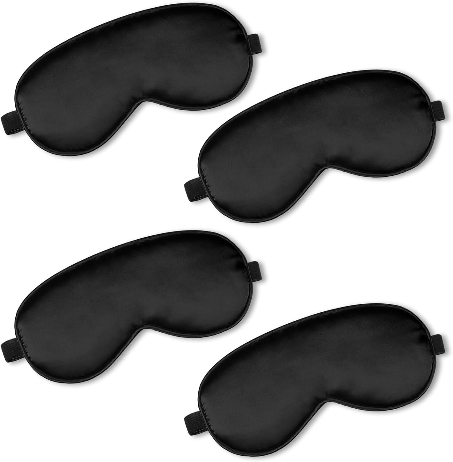 BBTO Máscara de seda para dormir, 4 unidades, máscara de ojos suave con correa ajustable para el hombro, máscara de ojos para sombrear el sueño,