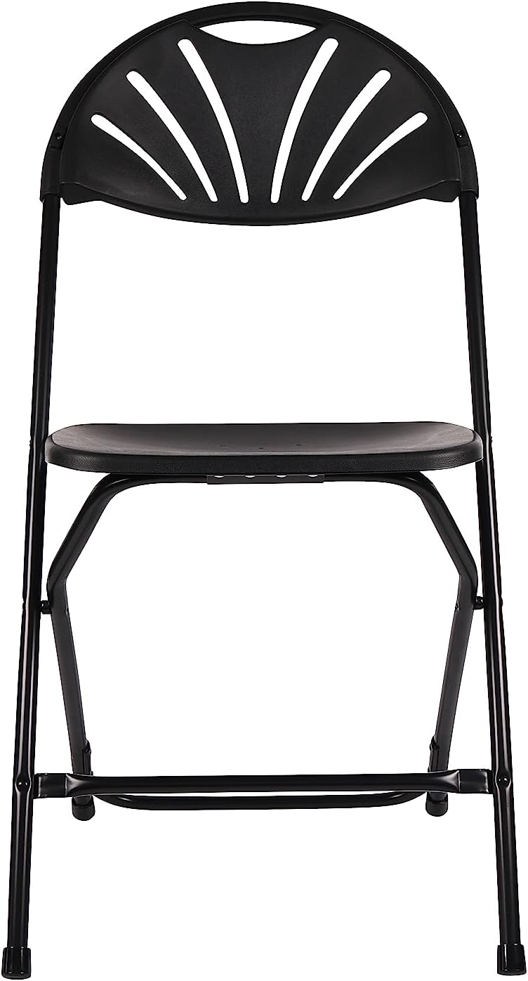 BTEXPERT Juego de 2 sillas plegables de plástico para eventos de alta capacidad, con marco de acero, color negro, para bodas, fiestas