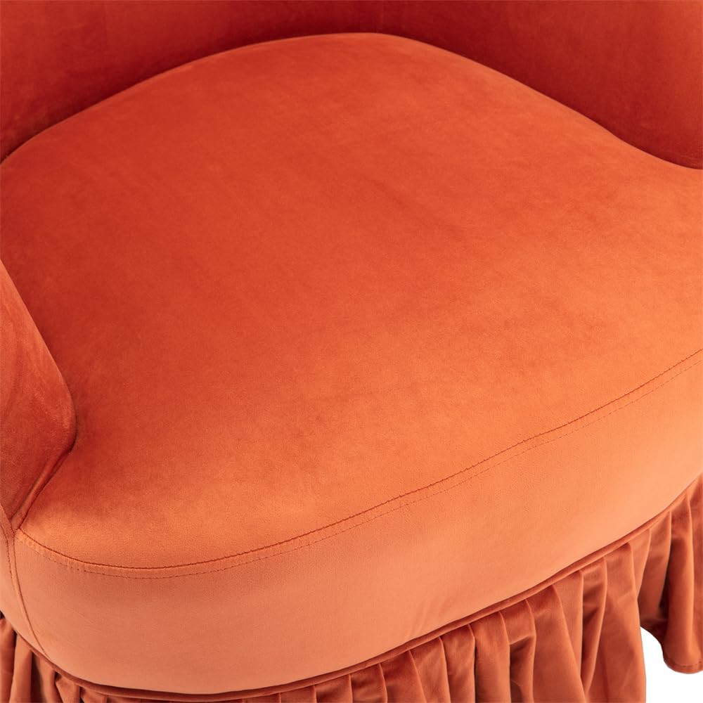 JINS&VICO Silla giratoria con diseño de barril, sillón individual tapizado de terciopelo con base de metal, sillas modernas y cómodas para sala de