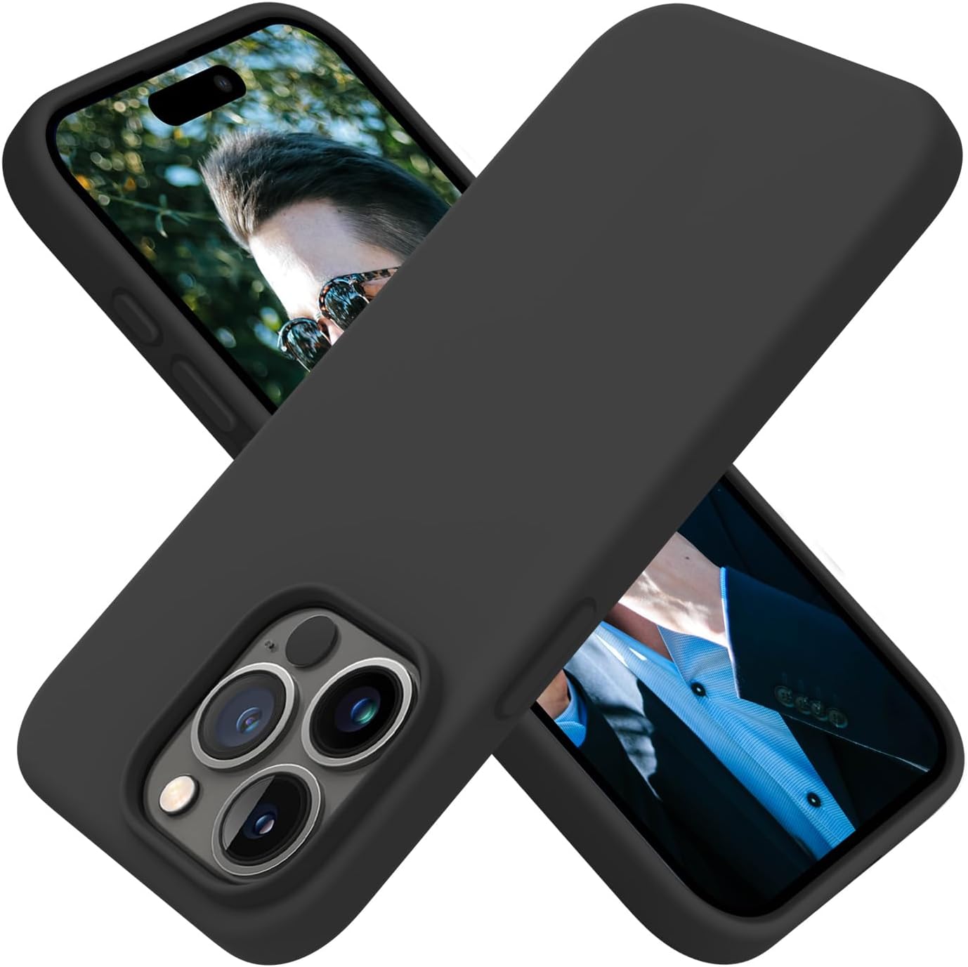 OTOFLY Diseñada para iPhone 15 Pro, funda delgada de silicona a prueba de golpes para iPhone 15 Pro (6.1 pulgadas), color negro