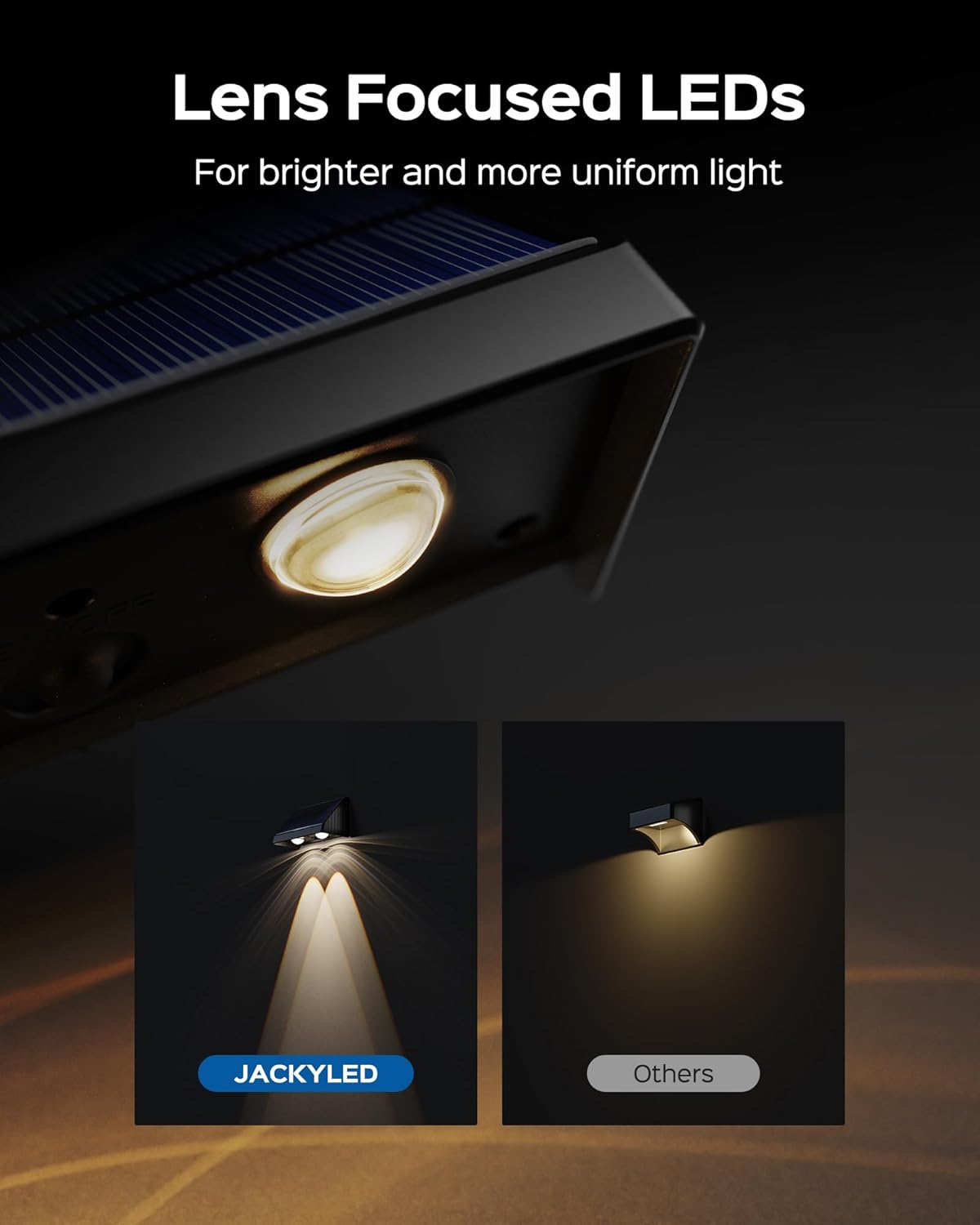 JACKYLED Paquete de 16 luces solares para valla, 50 lúmenes, luces solares súper brillantes para terraza, luces impermeables para exteriores, luces