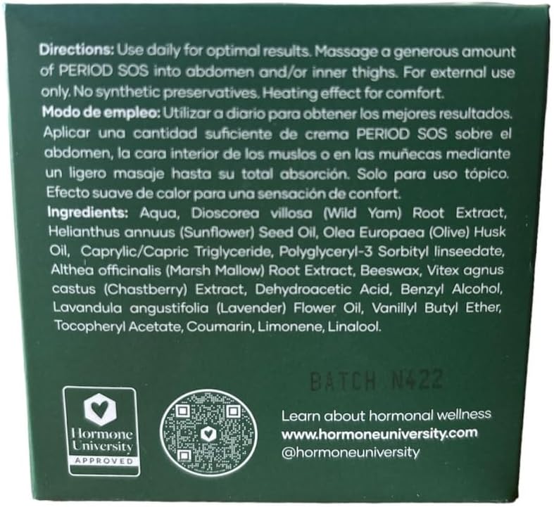 Glow Botanica Period SOS – Suministro de 1 mes – Crema de ñame silvestre para aliviar los síntomas del síntoma del síndrome premenstrual –