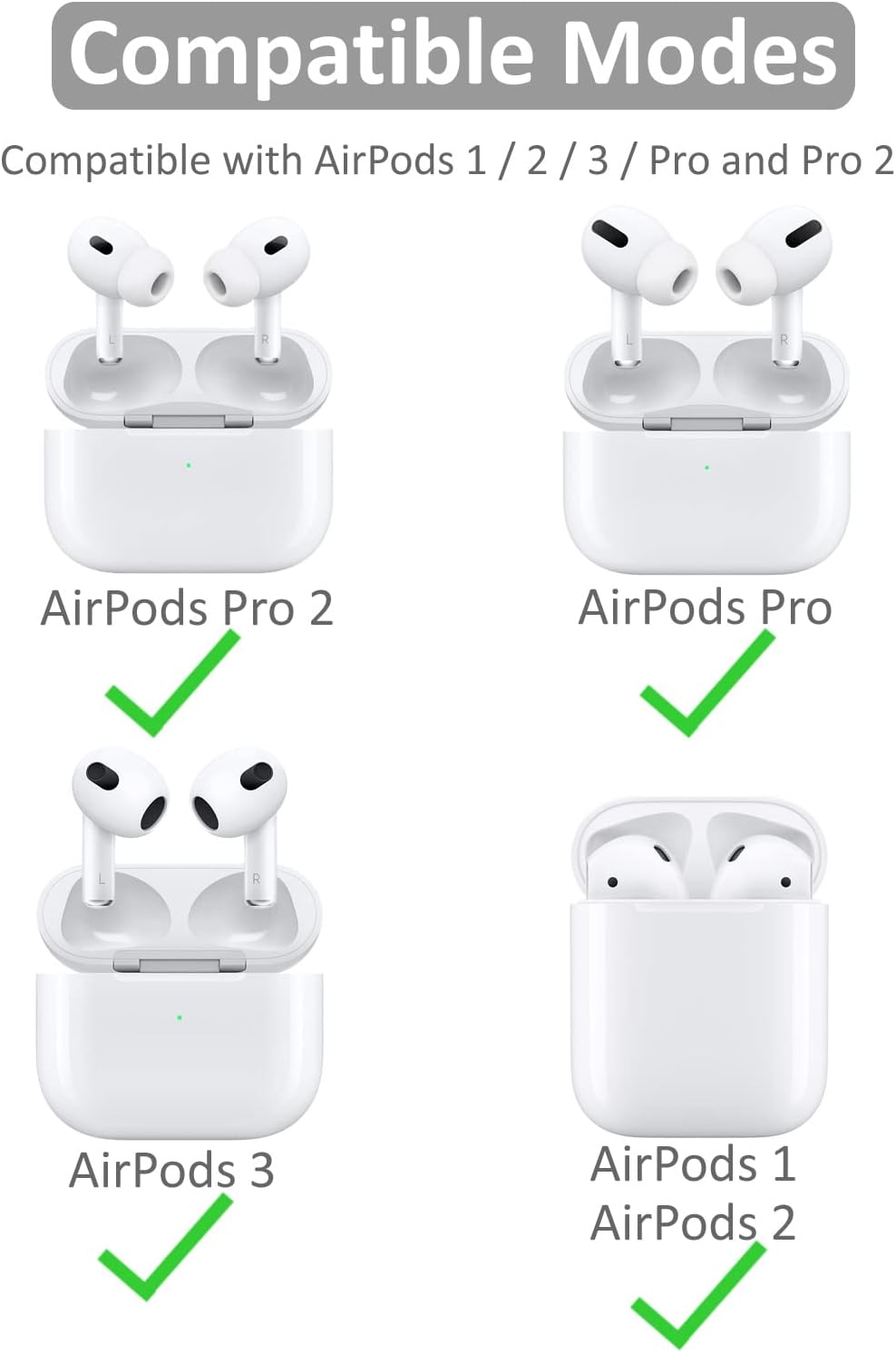 4 pares de ganchos para las orejas compatibles con AirPods Pro 2 2022, ganchos antideslizantes en forma de C y rotación de 360 grados de longitud