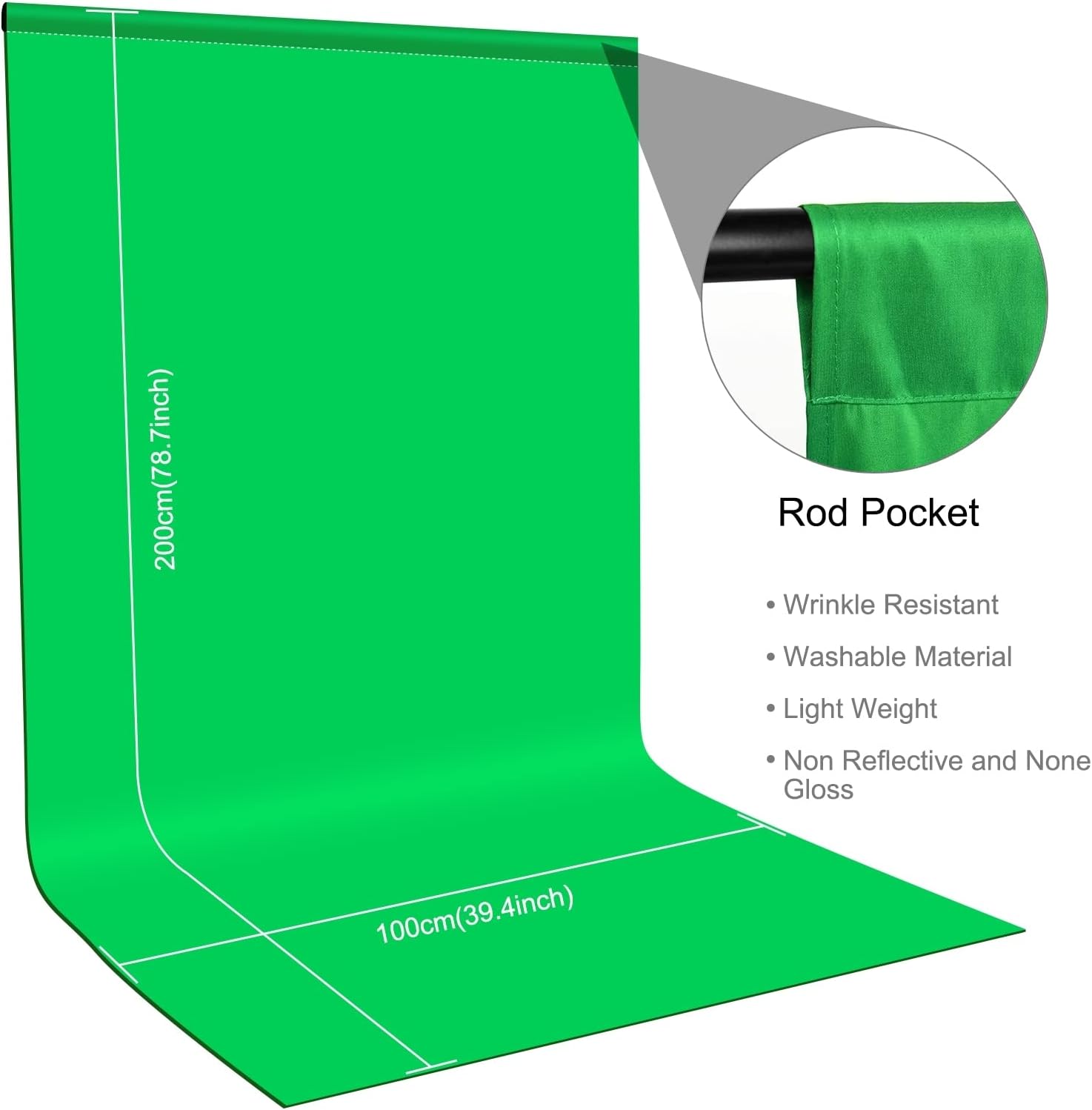 PULUZ – Fondo de pantalla verde pequeño para fotografía, fondo de fotos de tela verde de 3.3 x 6.6 pies, cortina lavable con 4 abrazaderas para