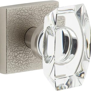 Viaggio 624805 Roseta de piel cuadrada de níquel satinado con pomo de cristal Stella Viaggio 624805 Roseta de piel cuadrada de níquel satinado con pomo de cristal Stella