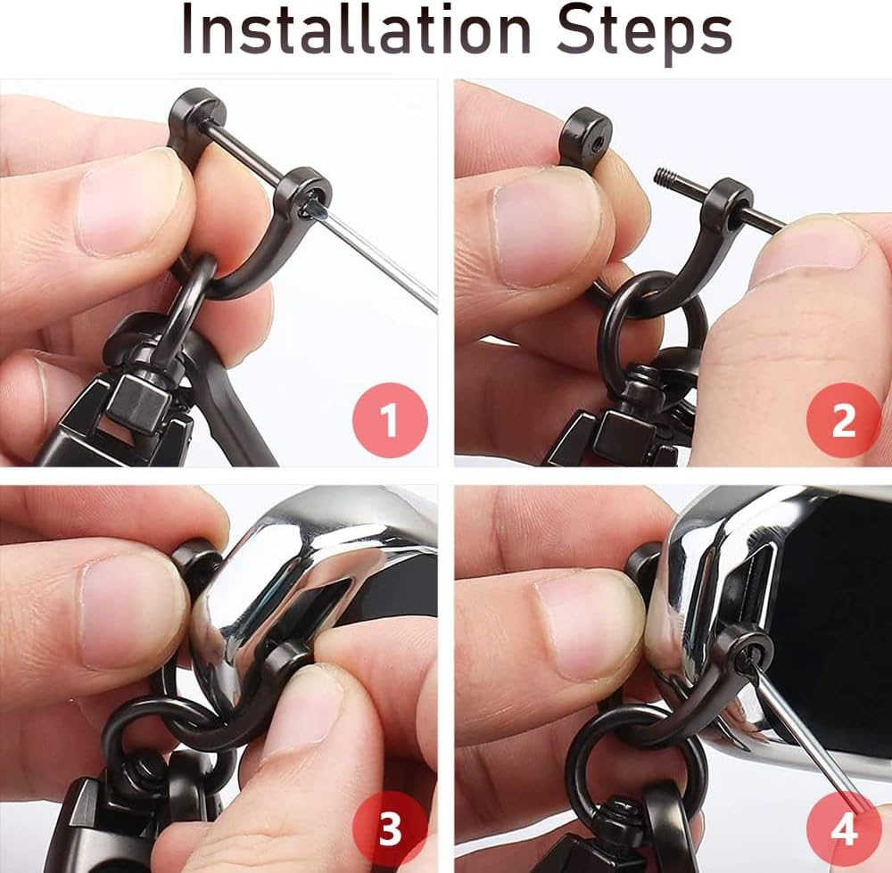 Llavero de automóvil para accesorios compatibles con llavero, soporte universal de cuero genuino con rotación de 360 grados, anillo en D