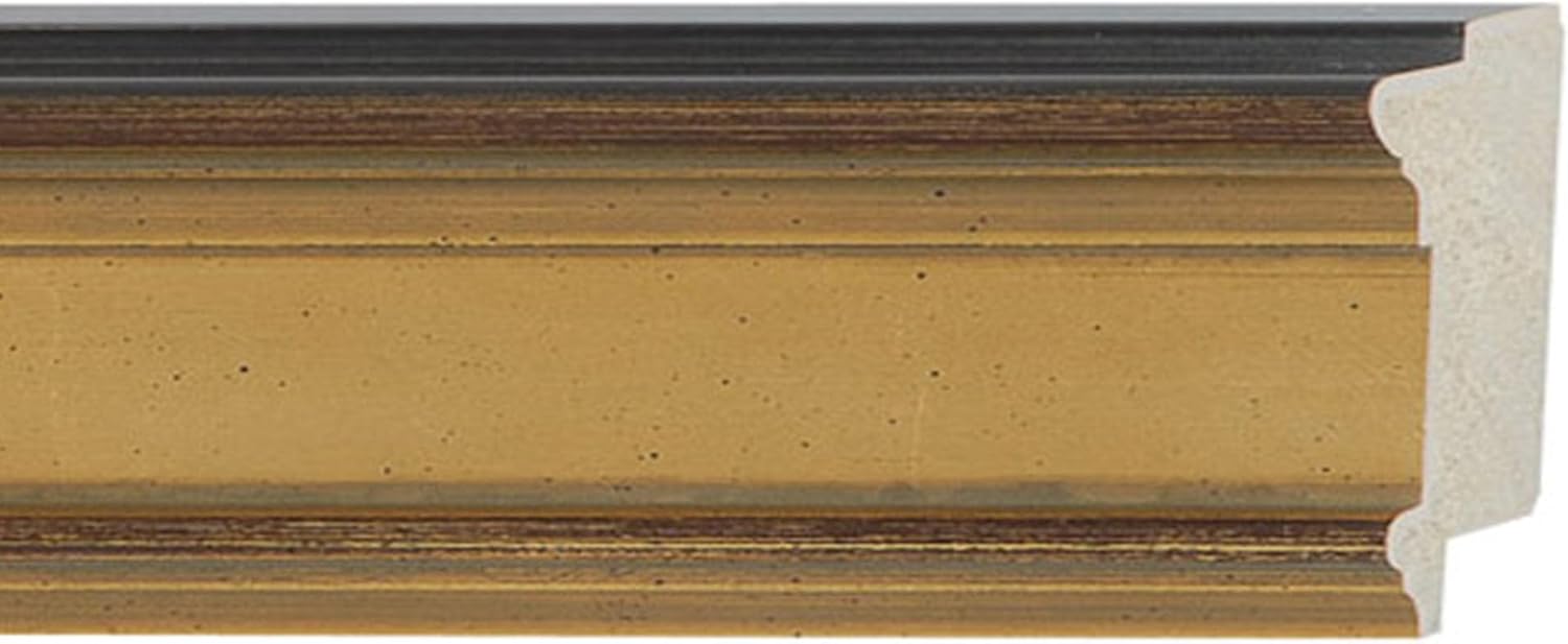 Marco de fotos de madera real dorada de 14 x 7 pulgadas de ancho de 2 pulgadas  Profundidad del marco interior de 0.5 pulgadas  Marco de fotos