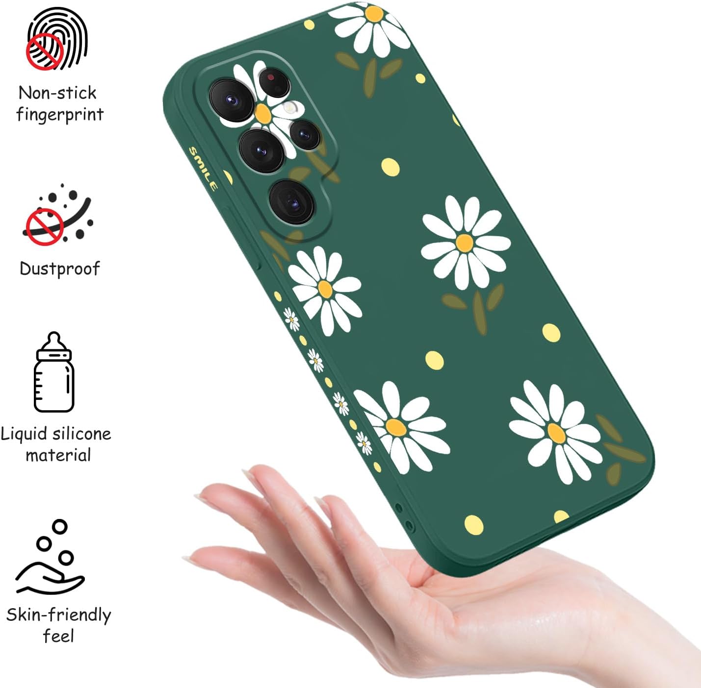LEECG Funda para Samsung Galaxy S22 Ultra, funda para teléfono S22 Ultra, diseño de flores de moda, silicona suave, protección contra caídas de