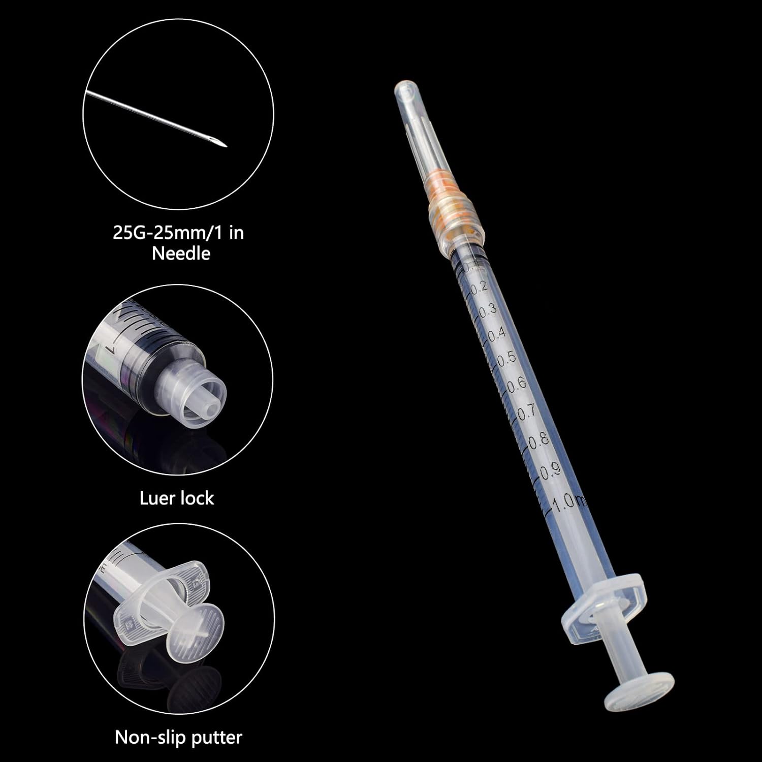 Jeringa de 1 ccml con aguja de 0.88 oz de 1 pulgada, para laboratorios científicos, industrial, medición de líquidos, dispensación, paquete de 20