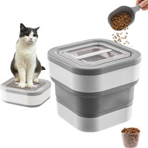 Ninodemu Contenedor plegable de almacenamiento de alimentos para perros, contenedor hermético de almacenamiento de alimentos para mascotas de 15 Ninodemu Contenedor plegable de almacenamiento de alimentos para perros, contenedor hermético de almacenamiento de alimentos para mascotas de 15