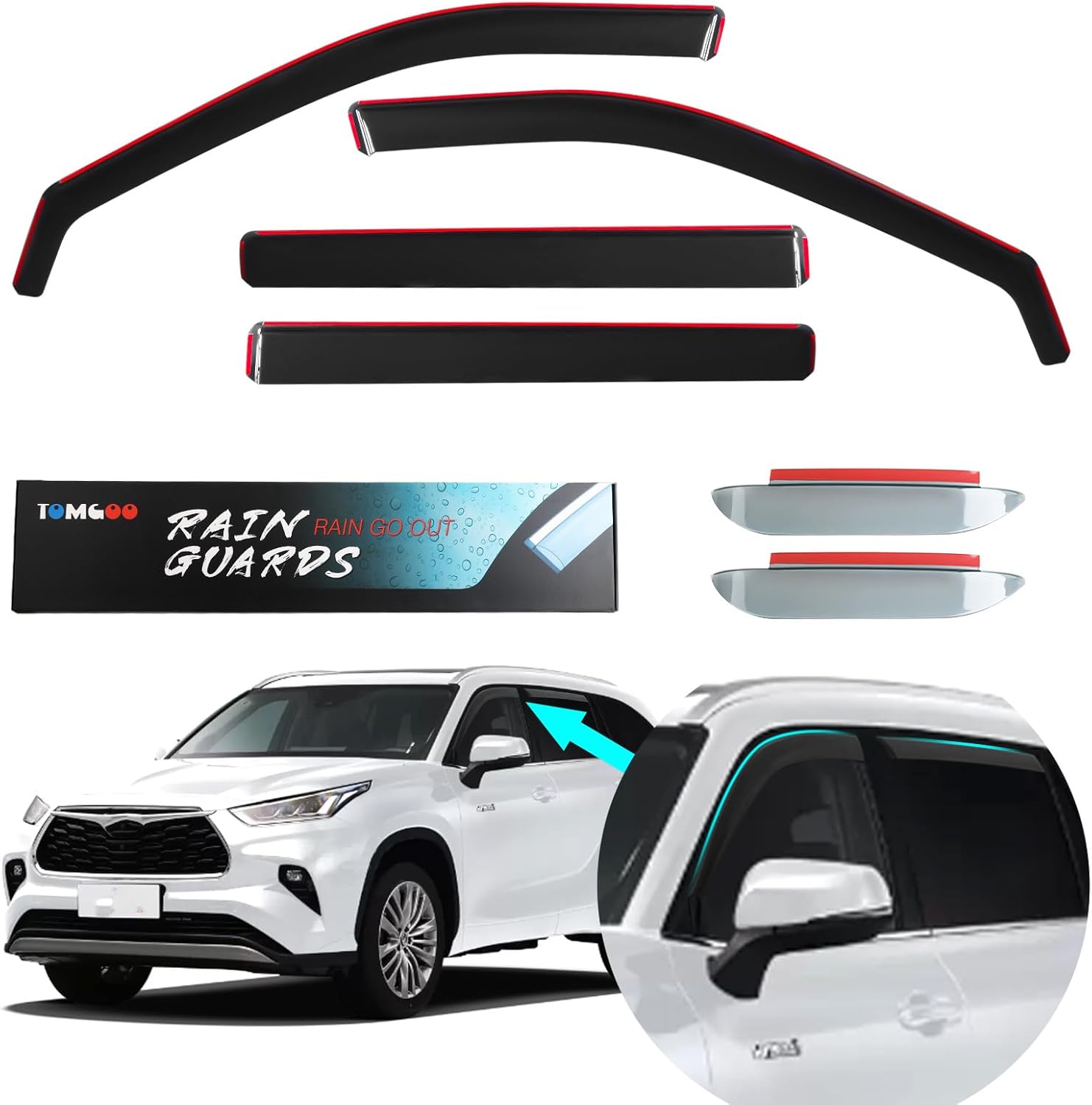 in Channel Ventvisor – Protectores de lluvia compatibles con Toyota Highlander 2020-2023  Viseras de protección contra la lluvia de ventana en el