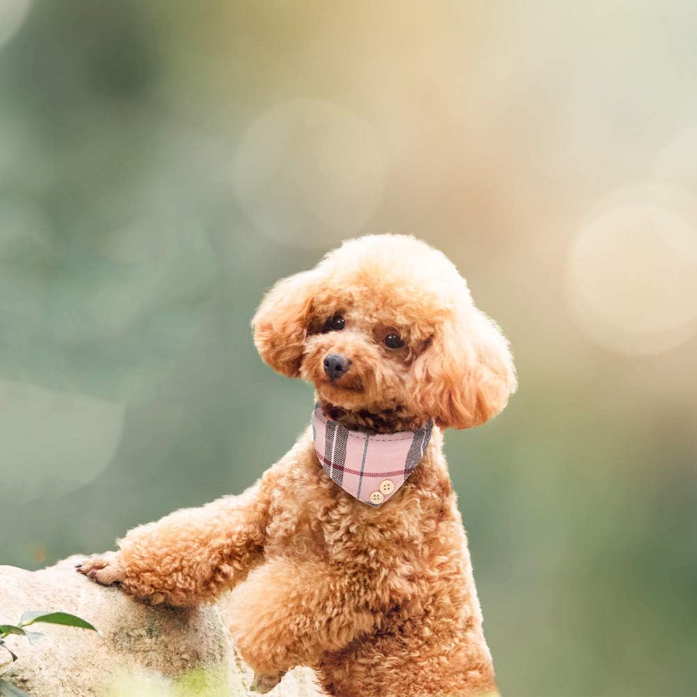 EXPAWLORER Juego de collar y correa para perro, corbata clásica a cuadros para perro y collar bandana con campana, correa para perro sin enredos,