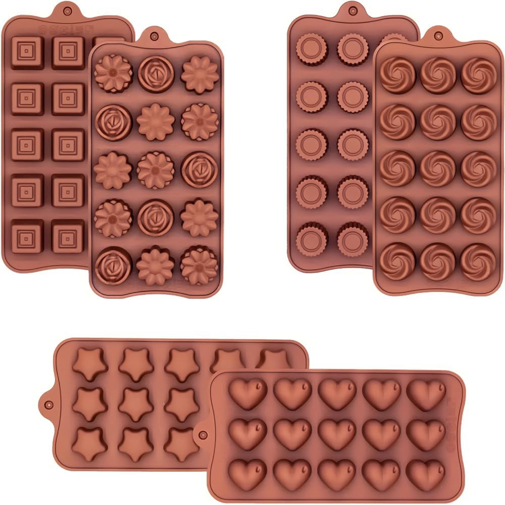 Paquete de 6 moldes de chocolate para dulces, moldes de gelatina antiadherente de grado alimenticio, molde de crayón, molde de silicona para