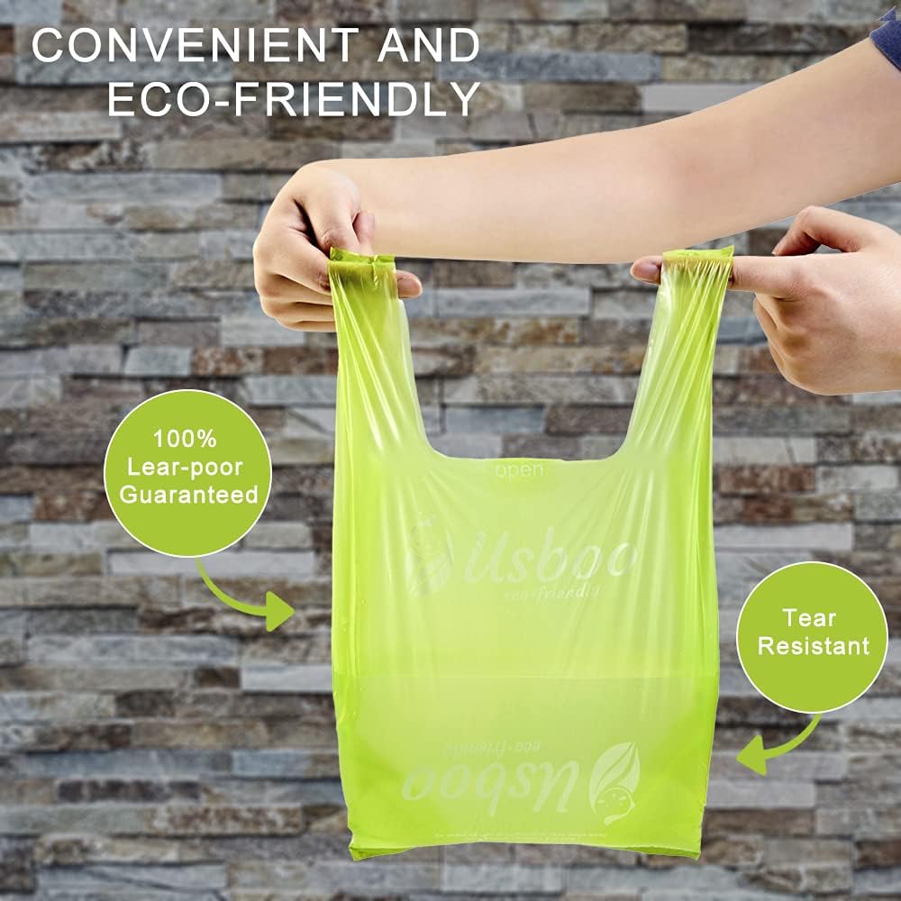 Bolsas de pañales desechables biodegradables, 100 unidades, capacidad de 10 onzas, asas fáciles de atar, cómodas y ecológicas