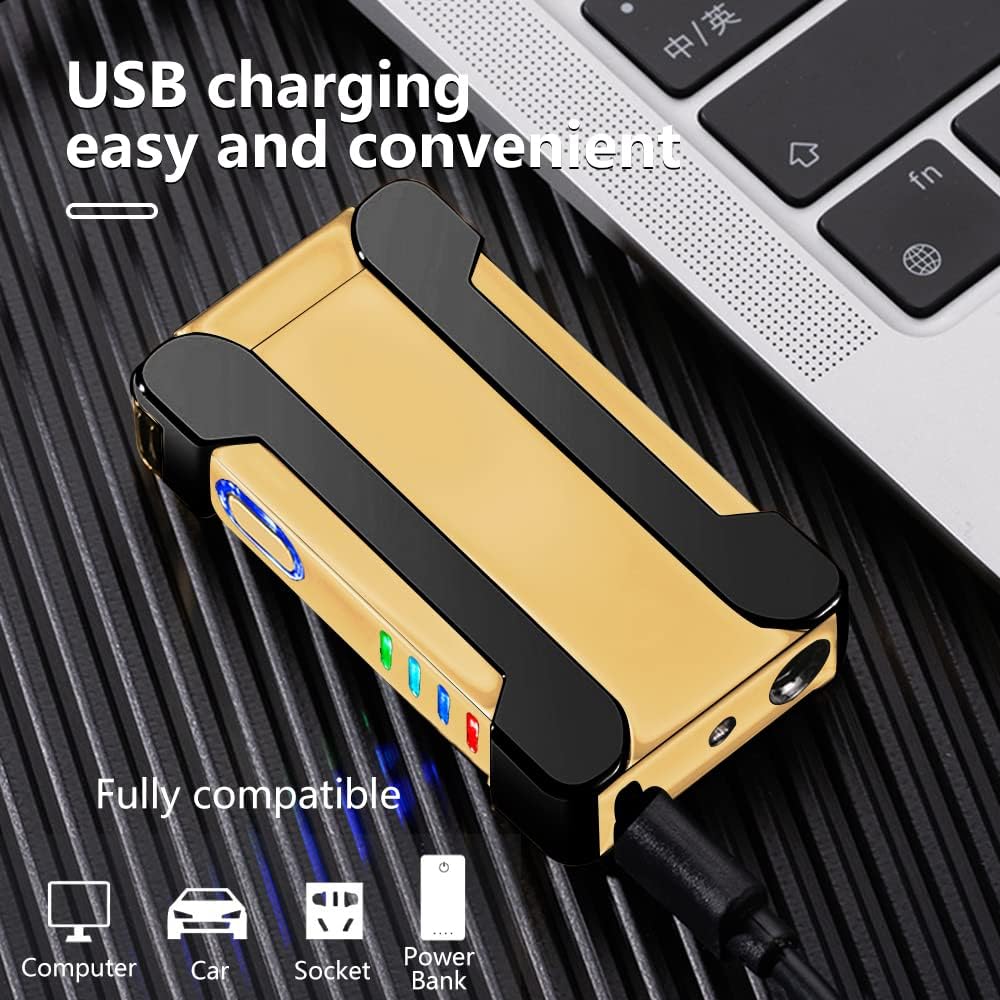 YOZWOO Encendedor de plasma de doble arco recargable, encendedor eléctrico USB, encendedor de proyección fría, resistente al viento, encendedor de
