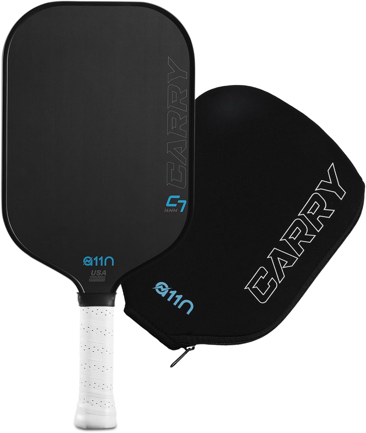 A11N 2024 Carry C7 Pickleball Paddle con cubierta de pala, superficie de fibra de carbono, estilo minimalista