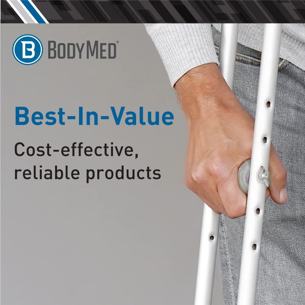 BodyMed Muletas de aluminio, para adultos, medianas, de 5 pies 2 pulgadas a 5 pies 10 pulgadas, par de muletas ligeras y ajustables en altura,