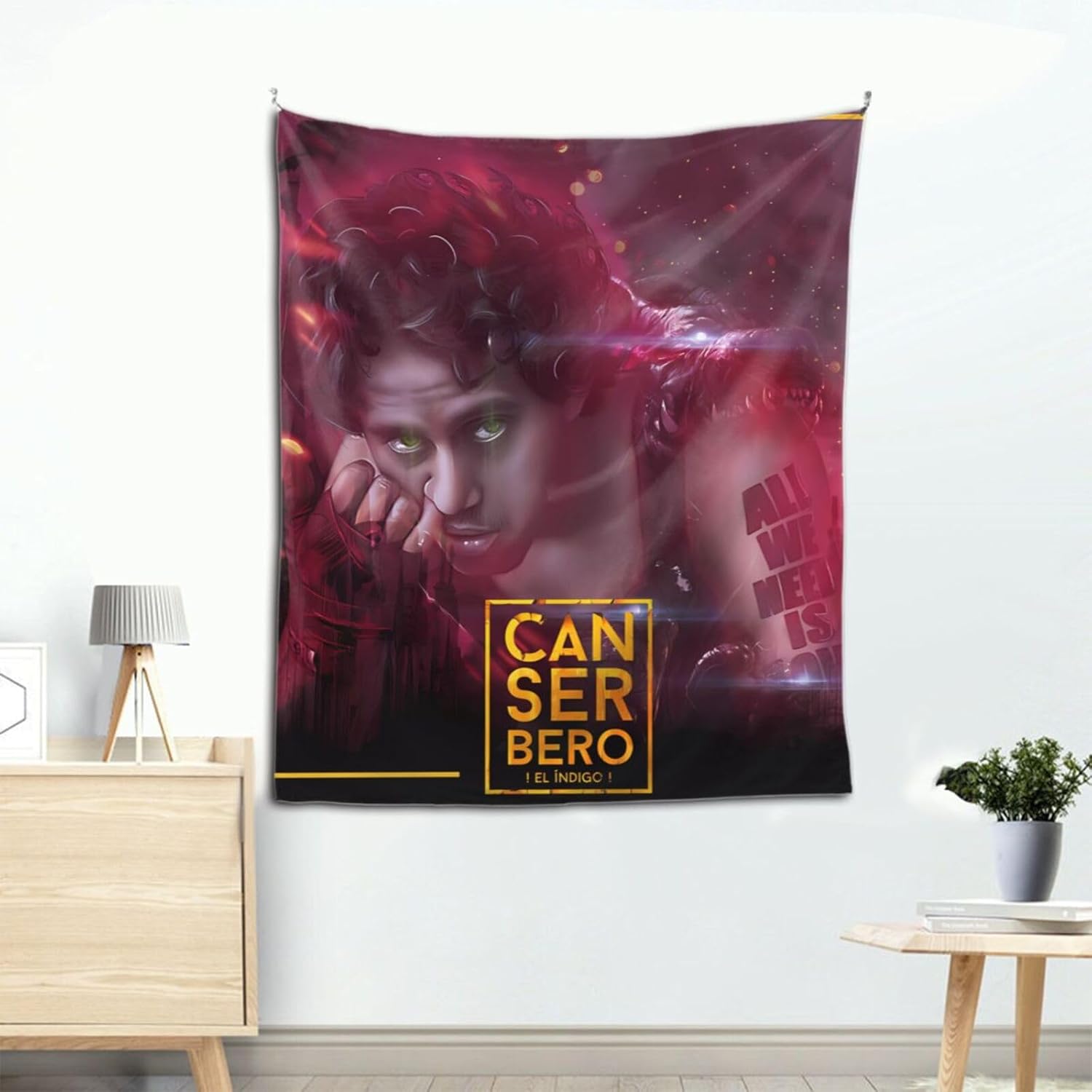 SCUZZY Tapiz Canserbero con estampado vintage para colgar en la pared, tapiz de anime divertido