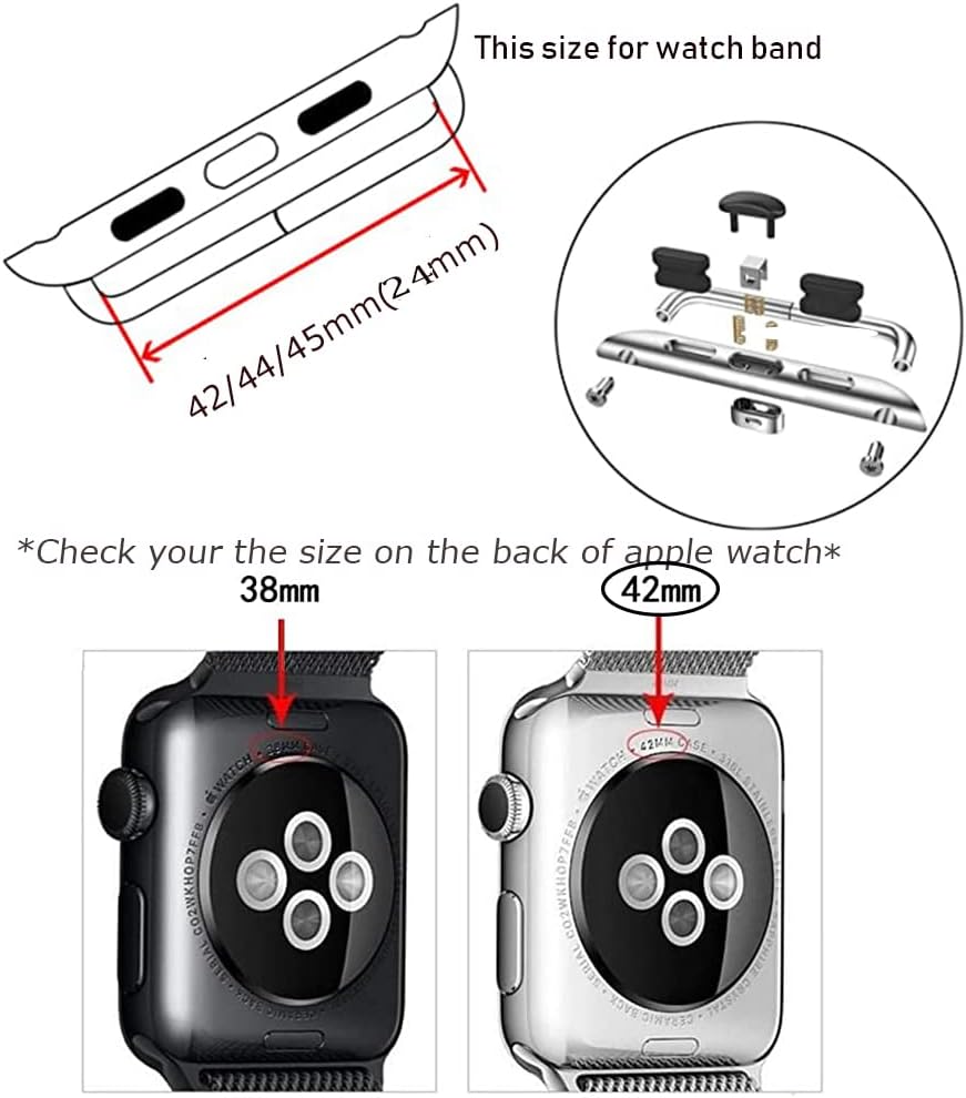 Conectores de correa de reloj, adaptador de acero inoxidable, eslabón de metal de repuesto con destornillador, herramienta compatible con Apple