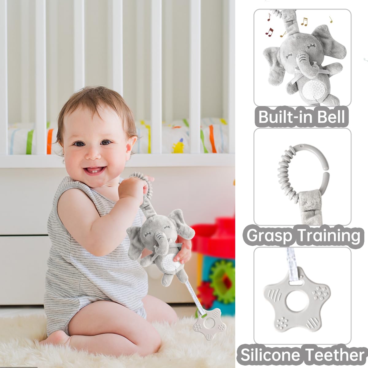 Cesta de regalo de baby shower para niños y niñas, 8 unidades, caja de regalo neutra de género único con manta para recién nacidos, sonajero de