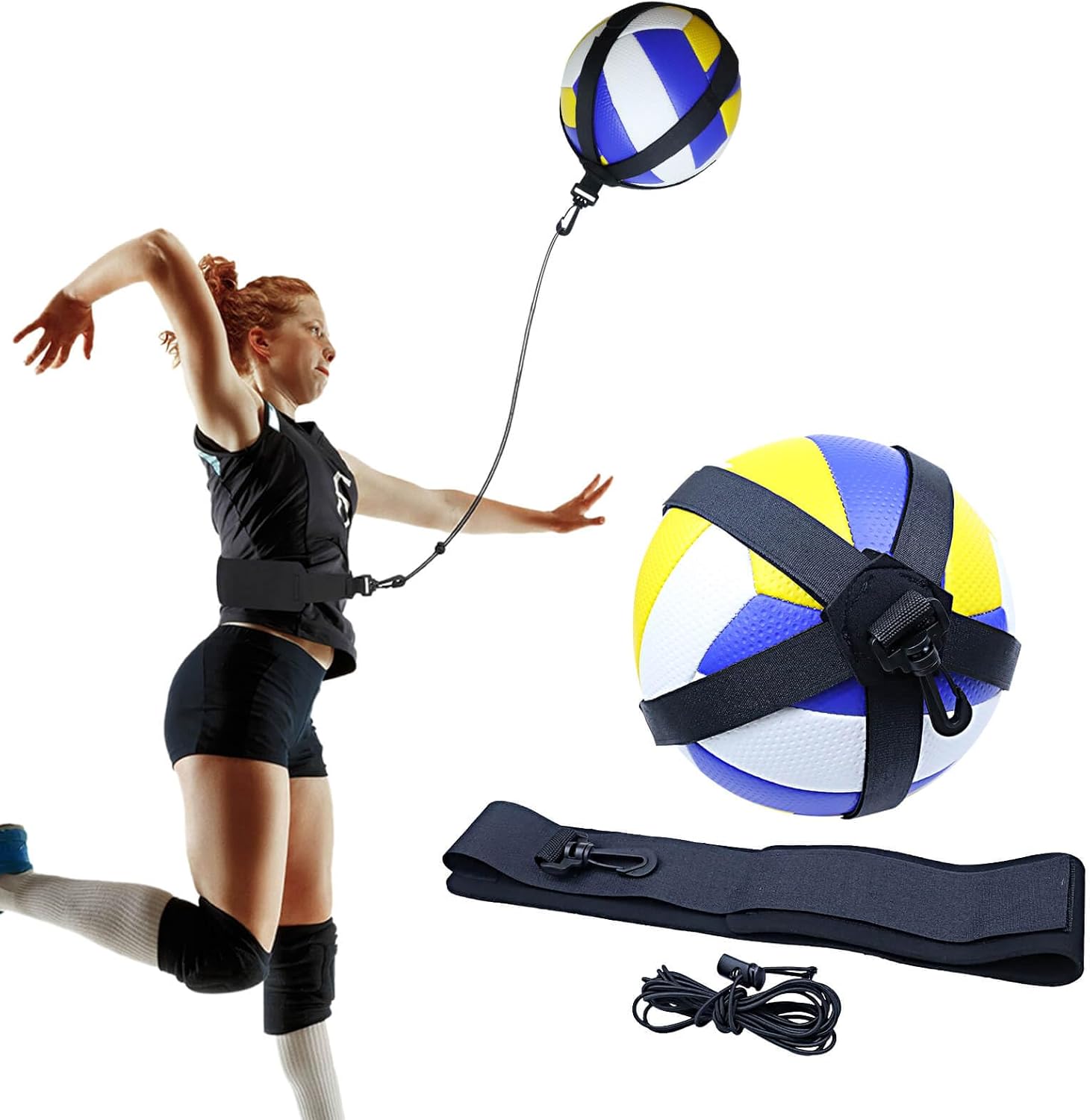 Ayudas de entrenamiento de voleibol, espiga elástica de práctica de autoentrenamiento, juego y pase, entrenador elástico de voleibol de fútbol,