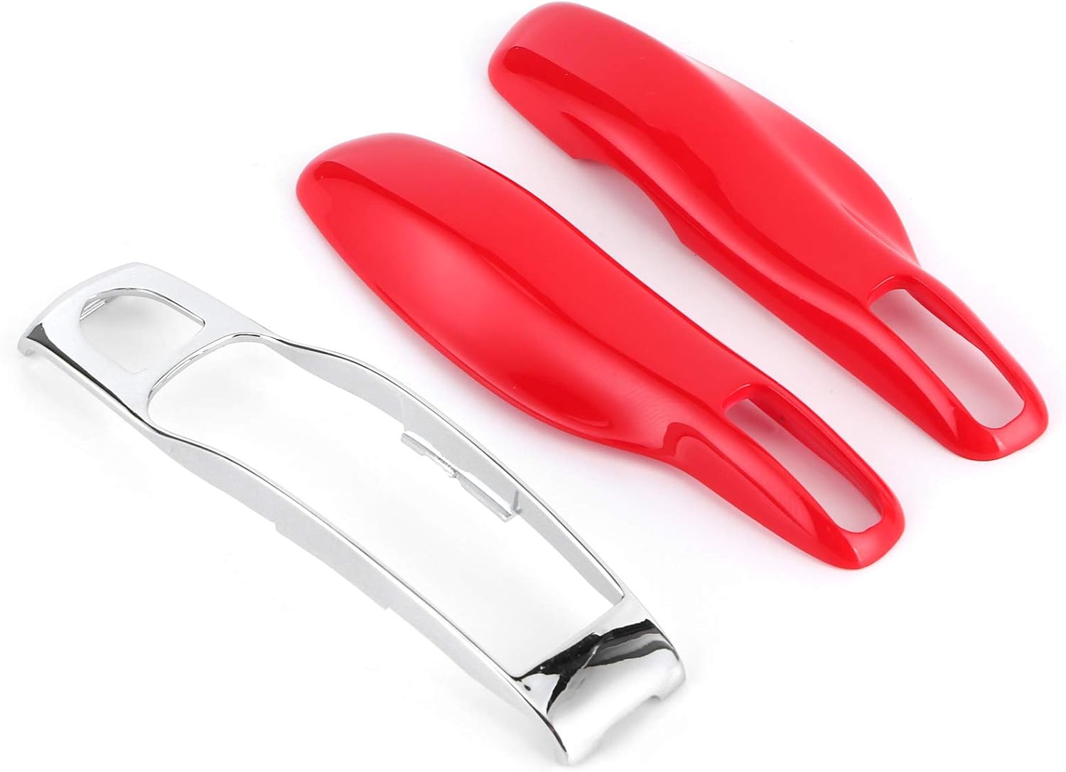 Fydun Funda protectora para llavero, 3 piezas, funda protectora para llavero remoto, MacanCayennePanamera (rojo + plateado)