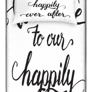 Ambesonne Saying Fitted Sheet & Pillow Sham Set, Vintage Fountain Pen Lettering Wedding Welcome to Our Happily Ever After, Decorative Printed 4 Ambesonne Saying Fitted Sheet & Pillow Sham Set, Vintage Fountain Pen Lettering Wedding Welcome to Our Happily Ever After, Decorative Printed 4