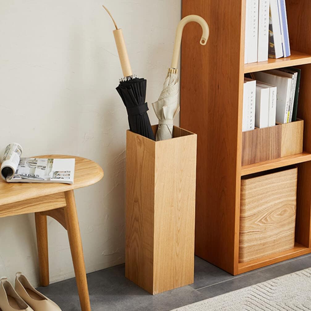 OSALADI Soporte para paraguas de madera, rectangular, cuadrado, para bastón de caminar, soporte rústico para paraguas, barril, puerta, paraguas para
