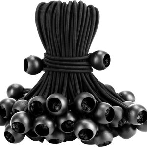 50 cuerdas elásticas negras con bolas, cuerdas elásticas reutilizables de 6 pulgadas resistentes al aire libre, lona elástica con bolas para lonas, 50 cuerdas elásticas negras con bolas, cuerdas elásticas reutilizables de 6 pulgadas resistentes al aire libre, lona elástica con bolas para lonas,