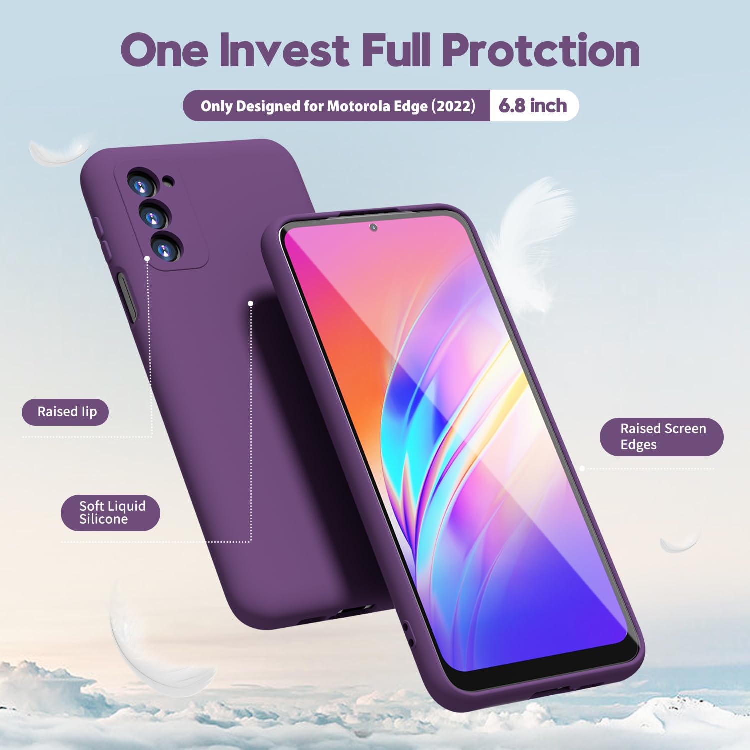 oakxco Funda para teléfono Moto Edge 2021Edge 2021 5G UW de silicona líquida, bonita funda delgada de goma suave TPU lisa para mujeres y niñas,