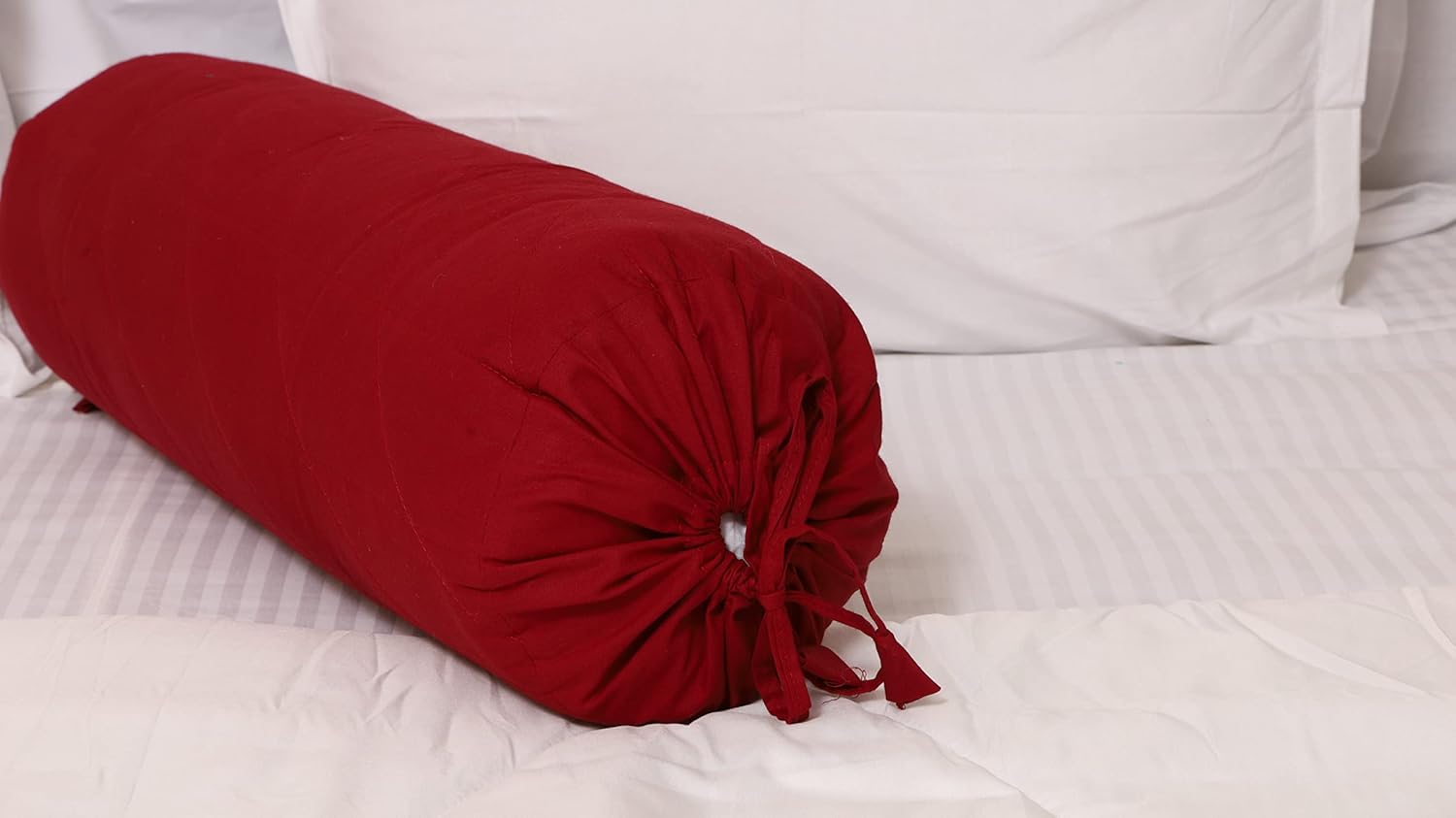 Saffron HANDICRAFTS – Funda de almohada de algodón, con cierre de cuerda, fácil de quitar, lavable, 8 pulgadas de diámetro, 24 pulgadas de largo
