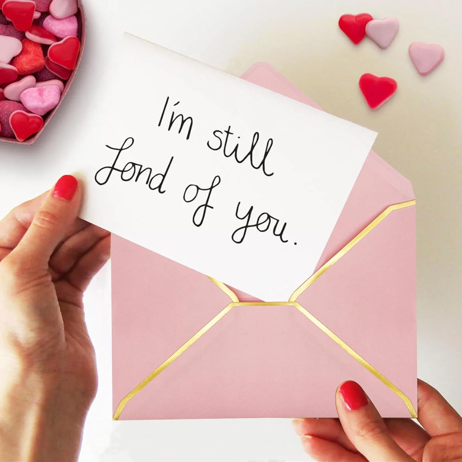 Sobres de 5 x 7 pulgadas para invitaciones con borde dorado, paquete de 50 sobres A7 con solapa en V, sobres de tarjetas de felicitación
