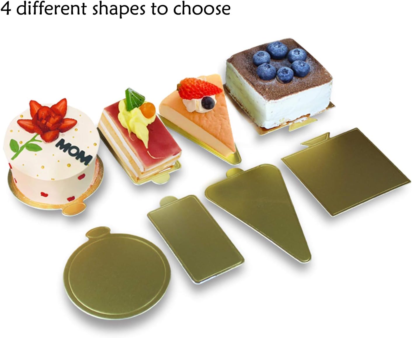 100 mini tablas para tartas de 3.54 x 3.54 pulgadas, juego de cartón cuadrado pequeño para pastel de mousse dorado, base para cupcakes, bandeja para